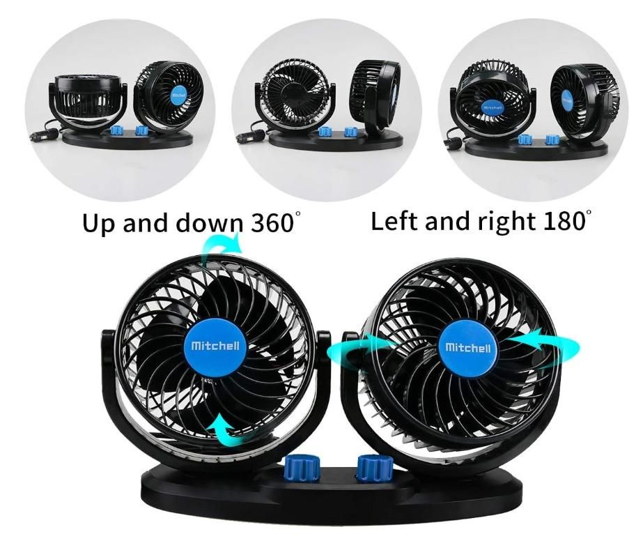 Car Air Circulation Fan 360� Rotatable Auto Car Cooling Fan - DEZZIRE