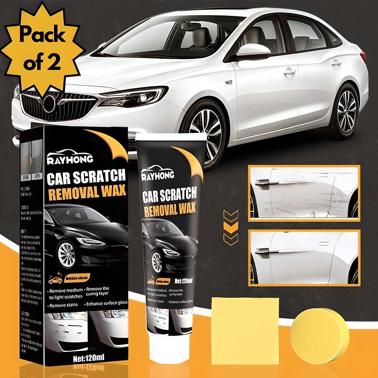 Car Scratch Removal Wax Pack of 2 - DEZZIRE