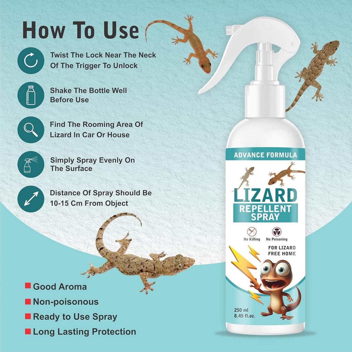 Lizard Repellent for Home Spray Pest Control 250ML (Pack of 2) - DEZZIRE