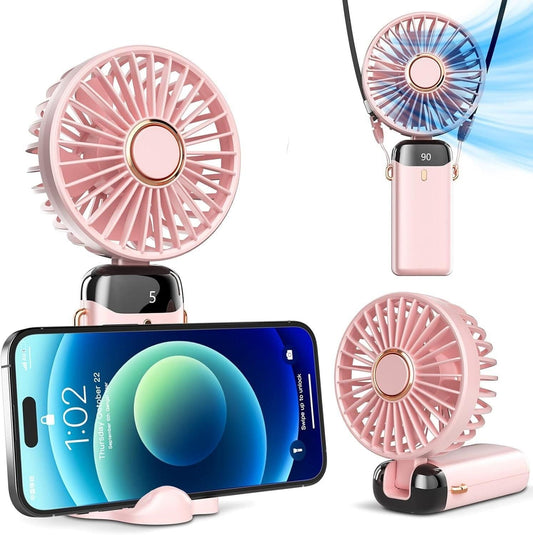 Portable Handheld Fan, Battery Operated Fan with LED Display - DEZZIRE