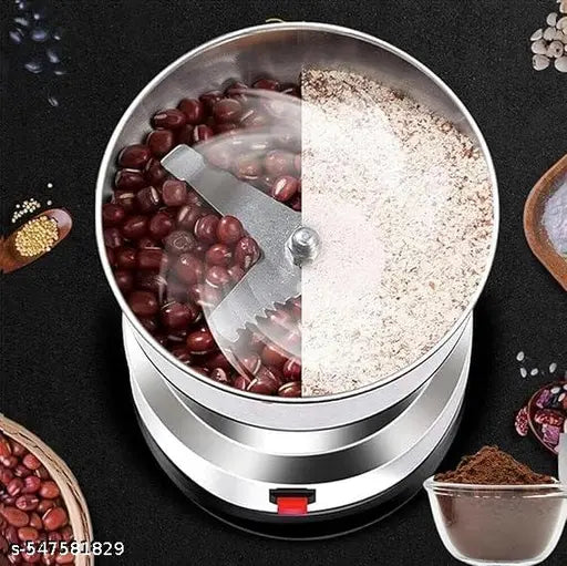 Nima Stainless Steel Multifunctional Electric Grinder & Coffee Maker - Mini Spice, Coffee, and Masala Grinder for Beans, Nuts, and Grains - Household Mixer Grinder (Small, Silver)